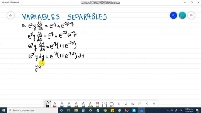 8. e^x y dy/dx=e^{-y}+e^{-2x-y}. Variables separables. Alexander Estrada смотреть онлайн
