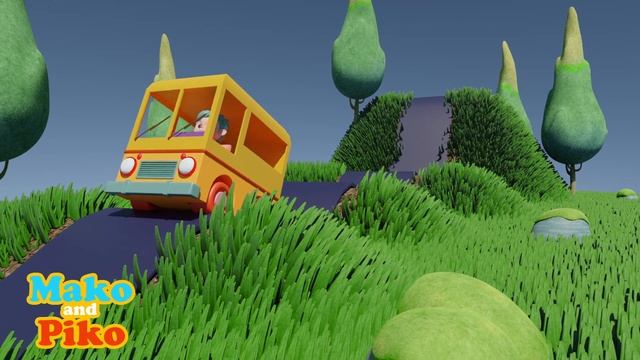 The Wheels On The Bus Go Rounds And Round |Mako And Piko  Nursery Rhymes & Kids Songs