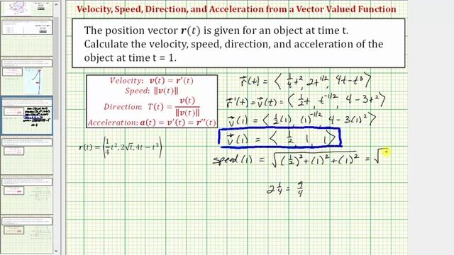 Find Velocity, Speed, Direction, And Acceleration Given Vector Function