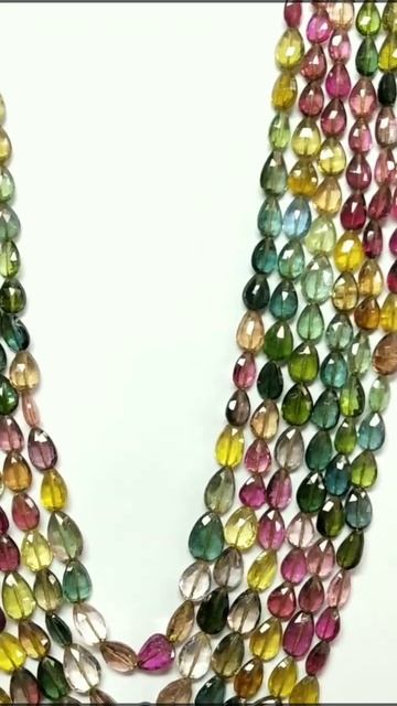 Multi-color Tourmaline Necklace✨ Briolette Cut Pears.#all Beautiful color, quality. Dm for Enquiry смотреть онлайн
