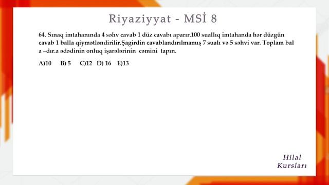 Riyaziyyat - 5.sinif MSİ - 8 (2020-2021)