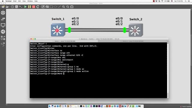 13-EtherChannel Lab on GNS3 (Cisco Switch) смотреть онлайн