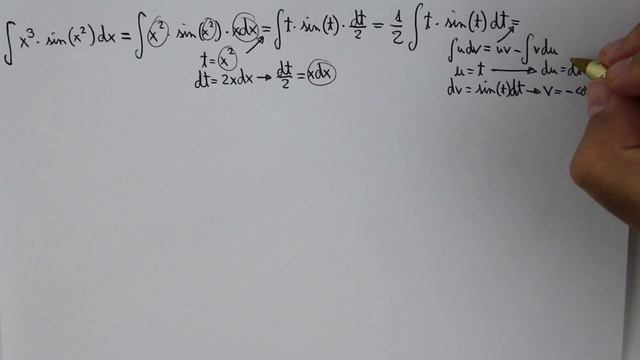 Integral of (x^3)sin(x^2) (substitution + by parts) смотреть онлайн