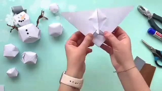 3d Paper Snowman Craft / How to Make a 3D Snowman / 3D Paper Origami Snowman For Kids смотреть онлайн