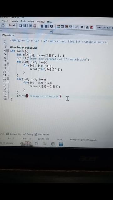 Program to enter 2*3 matrix and find it's transpose matrix #coding #foryou смотреть онлайн