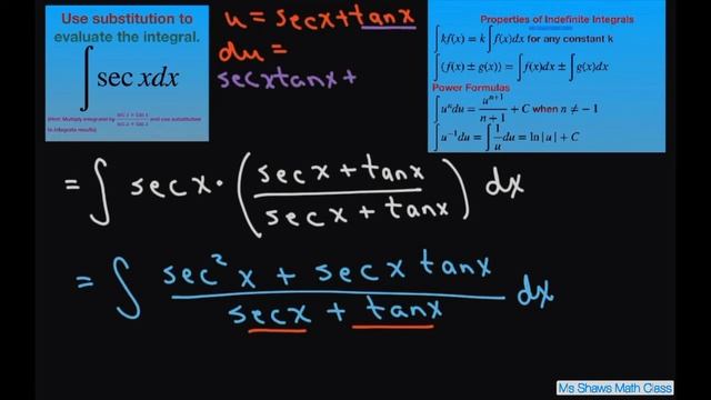 Use substitution to evaluate the Integral sec x dx. Hint Multiply by (sec x + tan x)/(sec x + tan x смотреть онлайн
