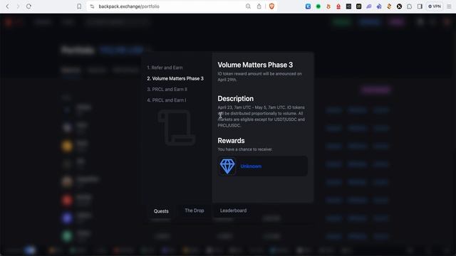 Hướng Dẫn Trade ở Sàn Backpack để Nhận Airdrop IONET - Backpack Phase 3
