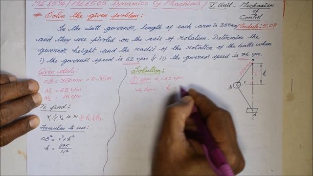 Solved Problem Related To Watt Governor (2) -DOM5.09 Dynamics Of Machines In Tamil