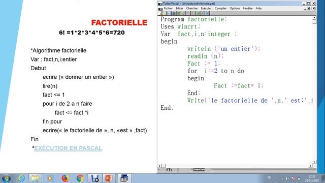 Factoriel en Algorithme pascal et c смотреть онлайн