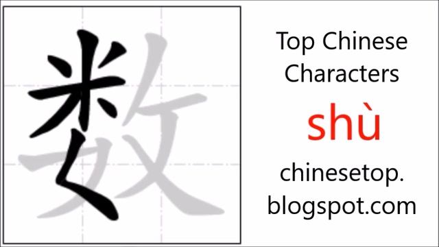 Chinese character 数 (shù, number) with stroke order and pronunciation смотреть онлайн