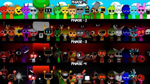 Фаза 1 и Фаза 2 против Фаза 3 против Фаза 4 в incredibox Sprunki смотреть онлайн