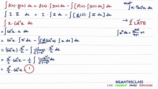 HOW TO DO INTEGRATION BY PARTS || INTEGRATION BY PARTS PRACTICE PROBLEMS || Integral X Cos Inverse