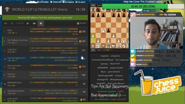 Road To 2400 | Crossing 2350! GM Tal Baron Playing UltraBullet 15 Sec Per Game