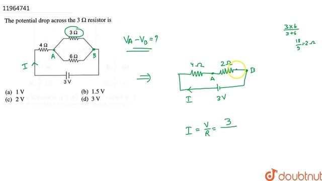 The potential drop across the `3 Omega` resistor is смотреть онлайн
