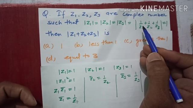 Q31- If z1 z2 z3 are complex number such that |z1 |=|z2 |=|z3 |=|1/z1 +1/z2 +1/z3 |=1 |z1+z2+z3 |=? смотреть онлайн