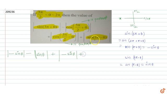 If `(3pi)/2lt theta lt 2pi`, then the value of `sin(3pi+theta)-cos((3pi)/2+theta)|+cos((3pi) смотреть онлайн