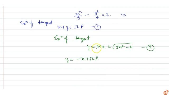 The straight line `x + y=sqrt2p` will touch the hyperbola `4x^2 -9y^2=36` if смотреть онлайн