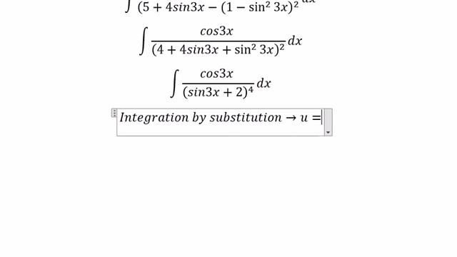 Calculus Help: Integral Of (cos3x )/(5+4sin3x-cos^2 3x )^2  Dx - Integration By Substitution
