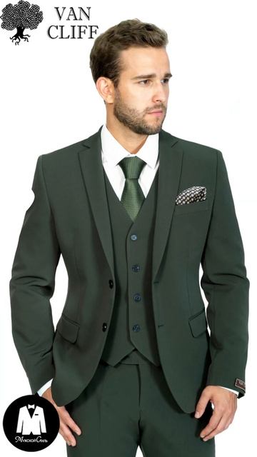 Костюм тройка Милан грин от Van Cliff в глубоком зеленом цвете   - Мужской стиль - КОСТЮМ43