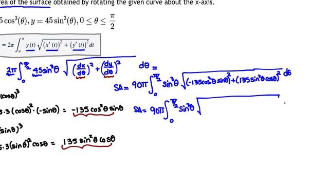 Calculus II - Area Of Surface Created By Rotating Parametric Curve About X-axis