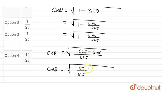 If Sin Theta =(24)/(25) And 0^(@) Lt Theta 90^(@), Then The Value Of Sin (theta)/(2) Is- | 12 | ...