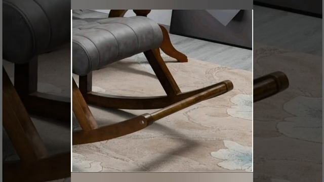 Teak Wood Modern Ergonomic Rocking Chair with Footrest смотреть онлайн