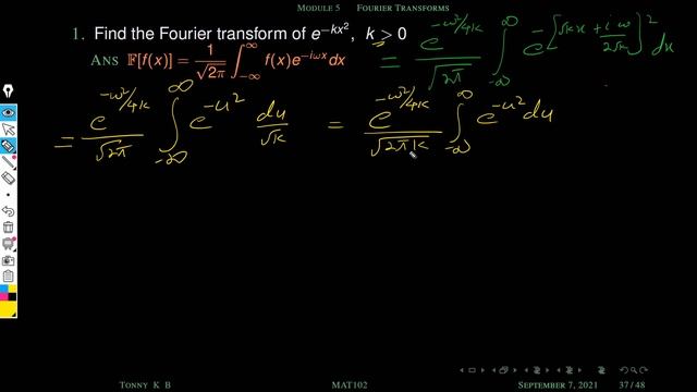Fourier Transform of e^{-kx^2} | Mod5-06 смотреть онлайн