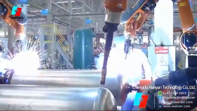 Full automatic hot water tank welding production line смотреть онлайн