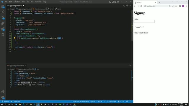 #13.11 - Minimum Length Validation Using Validators.minlength() - Reactive Form - Angular Series