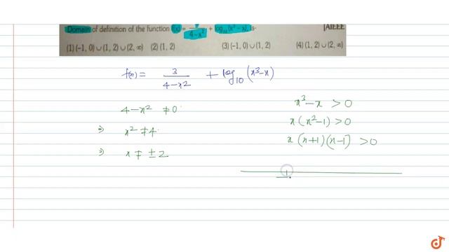 Domain of definition of the function `f(x) = 3/ (4-x^2) + log_10 (x^3 - x)` is смотреть онлайн