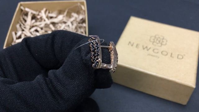 !Серьги 097148 из красного золота 585 пробы с черными фианитами смотреть онлайн