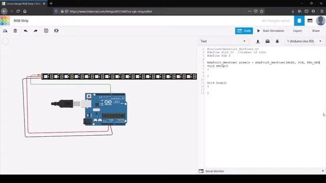 RGB LED strip basic | Tinkercad смотреть онлайн