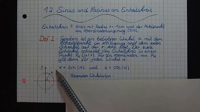 10. Klasse 1.2. Sinus Und Kosinus Am Einheitskreis