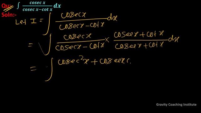 Q48 | ∫cosecx/(cosecx-cotx) dx | Integration of cosecx/(cosecx-cotx) dx | Indefinite Integral смотреть онлайн