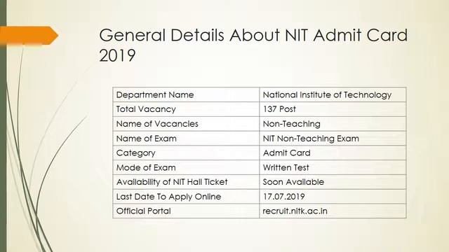NIT Admit Card 2019 | Get Your hall Ticlket For 137 Non-Teaching Exam смотреть онлайн