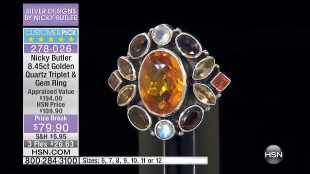 Nicky Butler Golden Quartz Triplet Ring