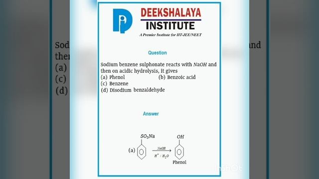 Sodium benzene sulphonate reacts with NaOH and then on acidic hydrolysis, it gives смотреть онлайн