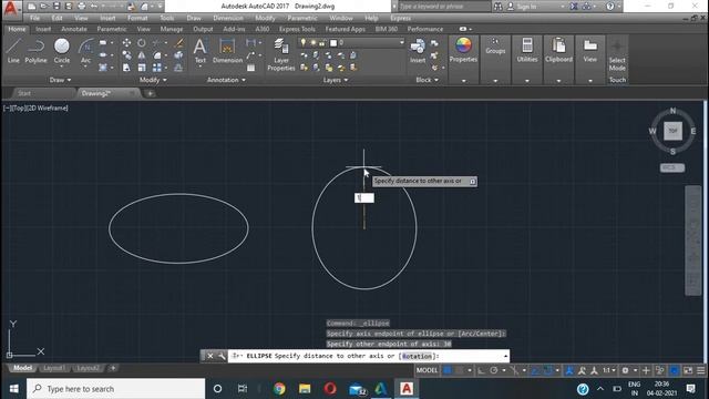 ELLIPSE COMMAND IN AUTOCAD | Center | Axis, End | Elliptical Arc |