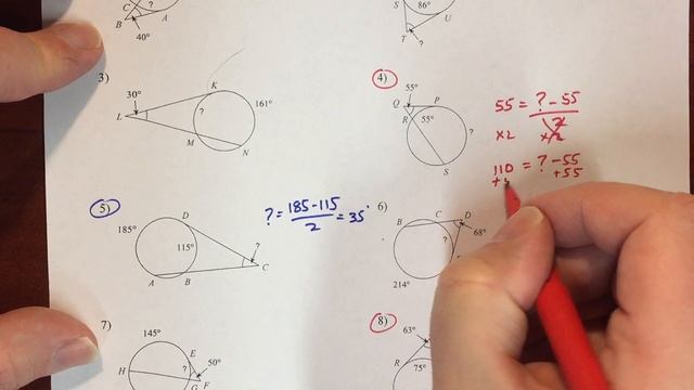 Geom  111 Examples Tangent Secant Angles