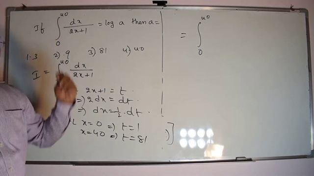 ∫_0^40 1/(2x+1) dx=loga then a = ? смотреть онлайн