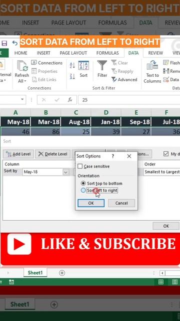 #shorts Sort data from left to right in excel instead of top to bottom #excelinhindi #trending смотреть онлайн