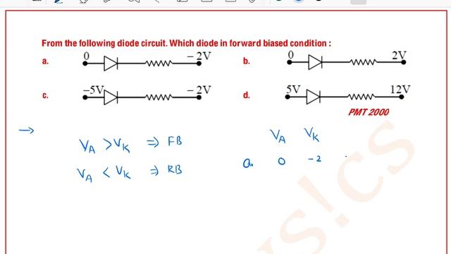 From the following diode circuit. Which diode in forward biased condition : смотреть онлайн