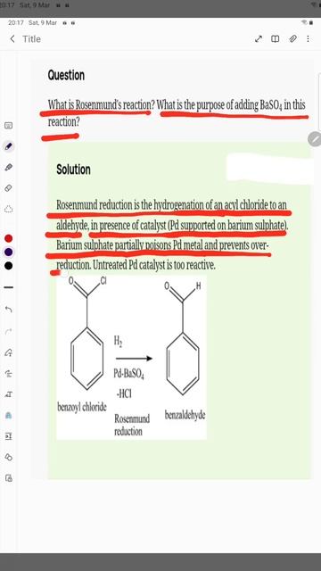What is Rosenmund's reaction? What is the purpose of adding BaSO4 in this reaction? смотреть онлайн