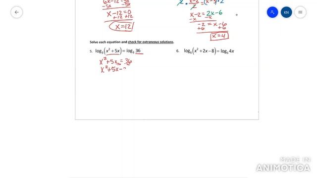 Algebra 2 Solving Log Equations 2 смотреть онлайн