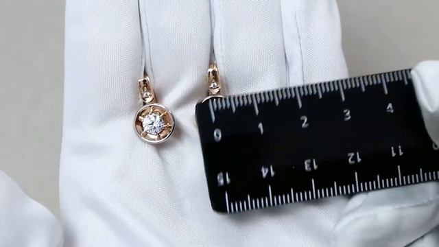 Серьги из золочёного серебра AQUAMARINE с фианитом и Swarovski А48482А-пк