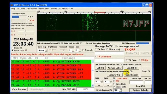 JT65-HF  20M  QSO -- FT817 & 2.5 Watts