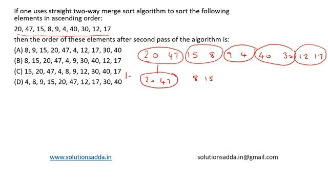 ISRO 2015 | ALGORITHMS | MERGE SORTING | ISRO TEST SERIES | SOLUTIONS ADDA | EXPLAINED BY ISRO AIR-
