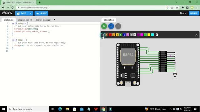 simulation of esp32 with led bar graph in wokwi | online simulation of esp32 with leds bar graph смотреть онлайн