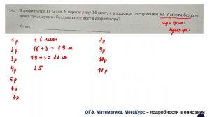 ОГЭ. Математика. Задание 14. В амфитеатре 11 рядов. В первом ряду 16 мест, а в каждом следующем