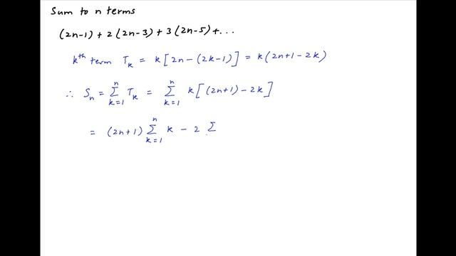 Sum to n terms (2n-1) + 2(2n-3) + 3(2n-5) + ... смотреть онлайн